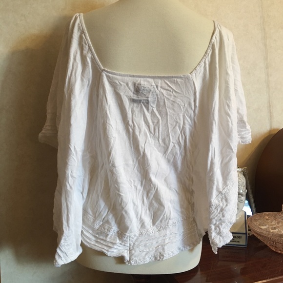 FREE PEOPLE White Poncho Peasant Top Size Small - Picture 5 of 8